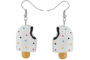 Joe Cool - Retro Ice Lolly Drop Earrings with Sprinkles | 5cm Length, Acrylic & Tin Alloy, White