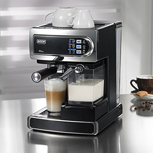 BEEM i-Joy Café Ultimate 20 bar, Espresso-Siebträgermaschine mit 20 bar und integriertem Milchaufschäumer, chrom-schwarz - 2