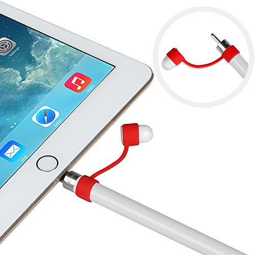 [3-Pack] Fintie Apple Pencil Stift Kappehalter/ Schreibfeder-Abdeckung/ Halterung für Lightning Kabel Adapter für den iPad Pro Pencil (Apple Pencil, Ladekabel und Adapter sind nicht im Lieferumfang enthalten), Rot - 4
