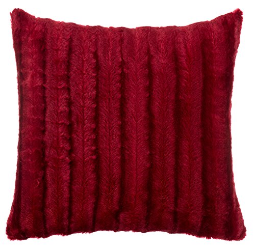 Hochwertiges exclusives Fellkissen – Fellimitat/Nerzoptik – besonders weich und kuschelig mit Füllung – Größe: 50×50 cm – Rot – Brandsseller - 2