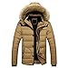 Produktbild Herren Winterjacket FORH Männer Winter Dick Hoodie Daunenjacke warme Winterparka mit Kapuze Outdoor Steppjacken Mantel Ski Winddicht Reißverschluss Jacken mit Faux Pelzkragen (Khaki, XXXL)