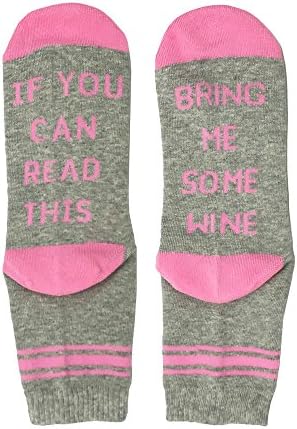 DMZOK Cotton Socks for Men Women, Funny Saying Knitting Word Combed Cotton Socks (Grey Pink)
