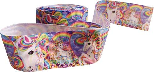 Rainbow Unicorn Grosgrain Printed Ribbon 1.5" Wide for Cakes, Crafts, Gift Wrapping, Hair Accessories (2m Length)