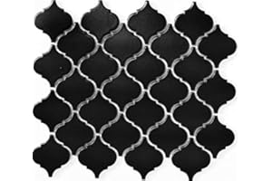 MOSANI Florentiner Retro Vintage Mosaik Fliese Keramik schwarz matt Fliesenspiegel Wand Bad Küche - MOS13-12BM