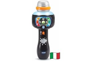 VTech Microfono Magic Show, Microfono Karaoke per Bambini con 15 Canzoni, 5 Filtri Vocali Divertenti, Bluetooth, Regolazione del Volume, Lingua Italiana, Batterie Incluse, 2-5 Anni