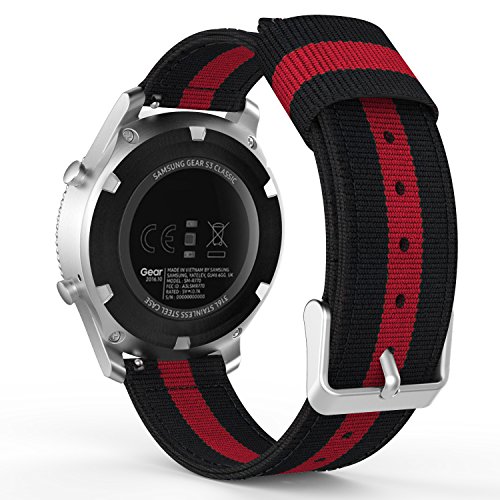 MoKo Samsung Gear S3 Frontier / Classic / Moto 360 2nd Gen 46mm Armband - Nylon Strick Sportarmband Uhrenarmband Uhr Erstatzband mit Schließe für Samsung Gear S3 Classic Samrtwatch, Schwarz/Rot