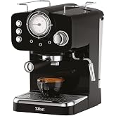 ماكينة صنع قهوة الإسبريسو ZLN2991 ريترو (إسبريسو-كابيتشينو-لاتيه) 15 بار رغوة الحليب بالضغط 1.25 لتر 1100 واط | أسود