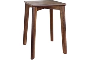 GLIBBUL Walnut Wood Stool 45cm high, Stackable Backless Wooden Step Stool Seating Solution with Square Top Anti-Slip Felt Pad for Kitchen, Rooms, Office, Studio, Garden