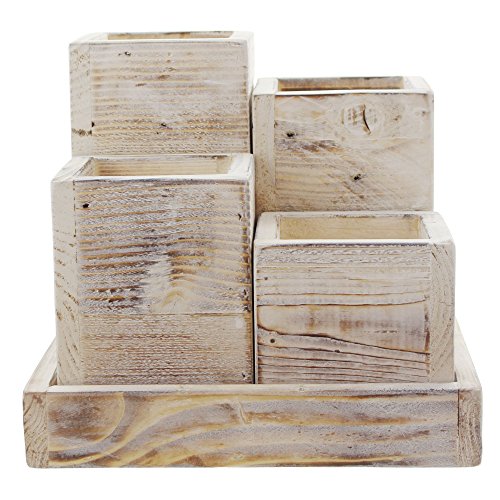 Preisvergleich Produktbild Frank Flechtwaren Pflanz-Set Shabby-White (5-teilig)