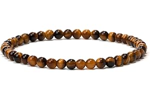Landorilo Bracciale in Pietra Naturali da 4 mm, Braccialetti Elastico Yoga per Uomo e Donne, Bracciali Portafortuna, Regalo Creativo di Gioielli con Perle di Ricambio