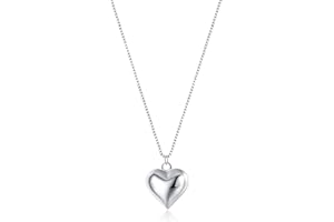 SLUYNZ 925 Sterling Silver Chunky Love Heart Choker Necklace for Women Teens Girls Simple Love Heart Pendant Necklace