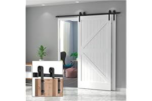 GIFSIN 8.2FT/250cm Kit de Puerta Corrediza de Granero Herrajes para Puertas de Granero Kits de Puertas Corredizas para Puerta Doble