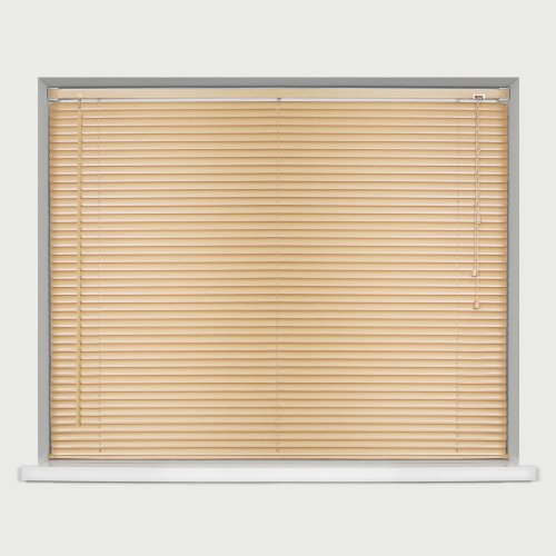 Made To Measure Wood Grain Effect PVC Window Venetian Blinds Strong Trimmable Easy Fit Child Safe Home Office - Natural 60cm Width x 150cm Drop