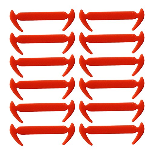 Begonia No Tie Elastic Shoe Laces 12pcs Silicone Trainers Shoes Adult Kids Shoelaces Orange