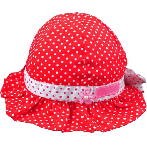 Ama-ZODE New Sweet Cute Baby Girls Children Sun Polka Dot Summer Hats Caps 4 Colors (Red)