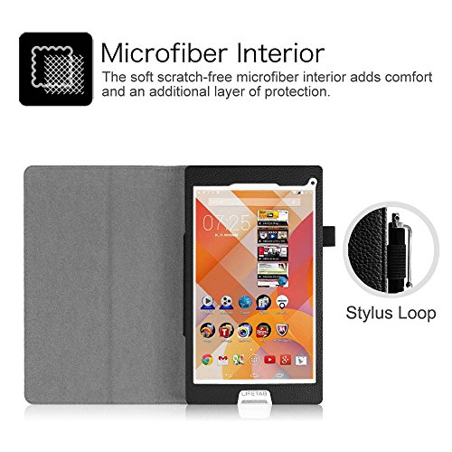 Fintie Medion Lifetab P8311 / P8312 / P8313 / P8314 / S8312 / S8311 Hülle Case – Folio Kunstleder Schutzhülle Tasche Cover Etui mit Ständerfunktion und Stylus-Halterung für MEDION LIFETAB P8311 (MD 99443) P8312 (MD 99334) / P8313 / P8314 (MD 99612) / S8312 (MD 98989) / S8311 (MD 98983) Tablet-PC (8 Zoll), Schwarz - 2