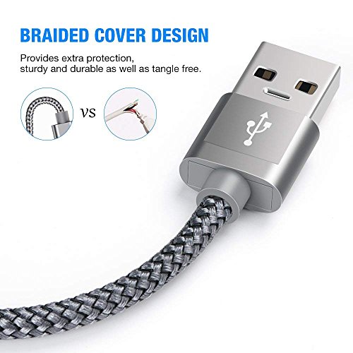 C  ble USB C  Lot de 2  2m Snowkids Cable Type C Data Chargeur Connecteur Ultra R  sistant en Aluminium pour Samsung Galaxy S9 S8 A3 A5 2017   Huawei p9 p10  Mate 9 10  LG G5 G6  Sony Xperia XZ Gris 