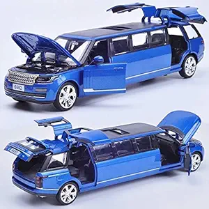Baby Kids Heavy Duty Heavy Gauge Metal Scale Model Cars Stretch Land Range Rover SUV Alloy Metal Model with Light and Sound Open Doors Pull Toy