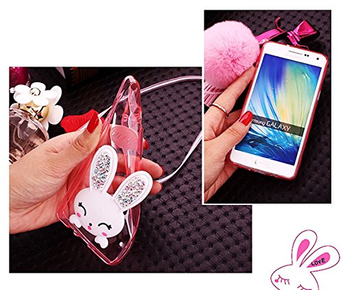 Samsung Galaxy Core Prime Funda   Sunroyal Carcasa TPU Transparente Silicona Suave Gel  Resistente a Ara  azos  Ultra Slim Case Cover   Diamante Orejas de Conejo Con Funci  n Soporte   Acollador   Bola de Pelo Lanudo de las Borlas para Samsung Galaxy Core Prime G360 SM-G360F- P  rpura Conejo