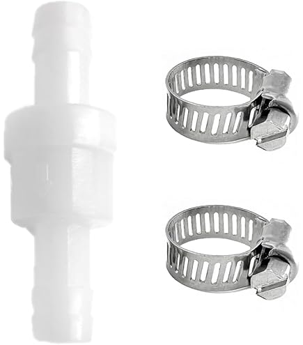 Rückschlagventil 10mm Mit 2 Schlauchschellen – Rückflussverhinderer Aus Kunststoff Für Waschmaschine, Trockner, Wasser, Luft, Kraftstoff & Gas