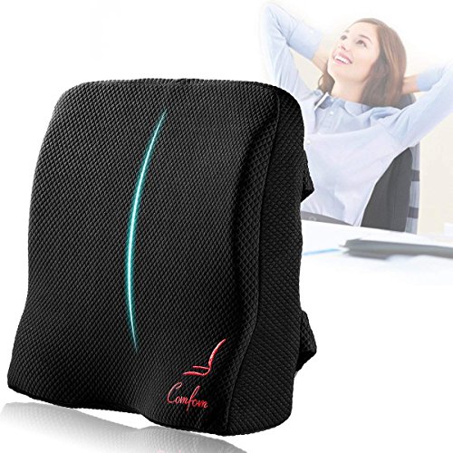 Naturelifestore Sostegno Ergonomico per la Schiena- Cuscino Lombare Memory per Terapia della Postura-per Sedie da Ufficio, Sedile Auto, Letto e Divano (Nero)