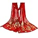 Produktbild Damen Schal Btruely Frau Mehrfarbig Pfau Blume Schal Lange Weich Wrap Shawl Stole Pashmina (Rot)