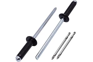 SKIR'CO (700 pezzi) Rivetti ciechi verniciati 4,0 x 12 mm, Rivetti Pop in alluminio, punte per trapano incluse (Nero intenso RAL 9005)