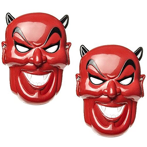 COM-FOUR 2x Teufelsmaske in rot mit Gummizugband