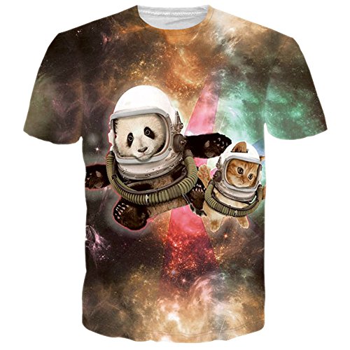 Unisex Cute Astronaut Panda Printed Short Sleeve T Shirts Clothes