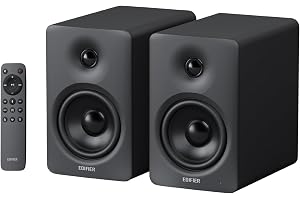 Edifier M90 Bokhyllehögtalare med Hi-Res-ljud & LDAC,100W RMS, Svart | Bluetooth 6.0, HDMI eARC/Optical/USB-C/AUX Ingång, SUB OUT Drivna Högtalare, Kompaktformat, Fjärrkontroll för TV PC