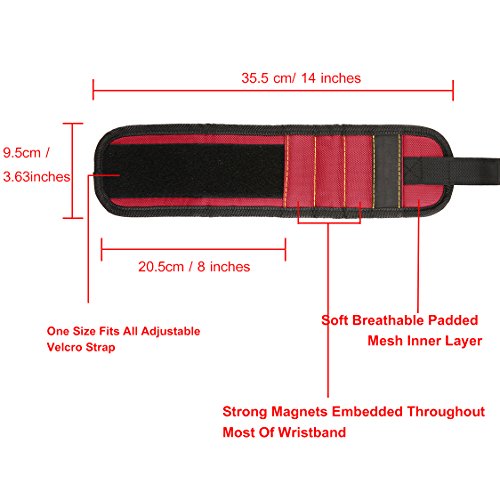 Pasway Magnetische Armbänder für Halten Schrauben, Nägel, Bohrer - 4