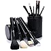 Luxebell® 12PCS HQ Hot Professional Makeup Brush Set Cosmetic Blending Eyeshadow Foundation Concealer Brushes Powder Tool Kit (Black)