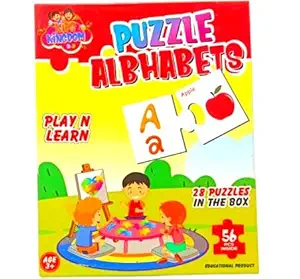 Adichai Alphabet Puzzle 56 PCS Inside, A Set of 28 Puzzles in The The Best Play & Learn Concept for Preschool, Toddlers and Above, Made in India, Age 3+