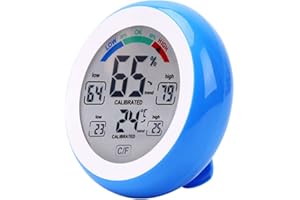 Meichoon elektroniczny termometr i higrometr, bezprzewodowy, okrągły ekran dotykowy, tester stacji pogodowej, UD02 niebieski
