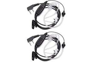 BAOFENG Lot de 2 oreillettes 2 broches à double PTT avec tube acoustique, série UV-82, radio bidirectionnelle (y compris UV-82HP, UV-82X, UV-82C, UV-82, UV-82L et bien plus encore) (2)