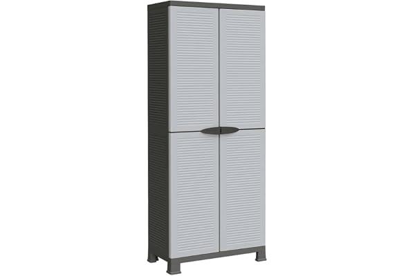 vidaXL Armoire en Plastique Casier de Rangement Organisateur Rangement d'Outils Bureau Maison Débarras Garage Intérieur 68x39x171,5 cm
