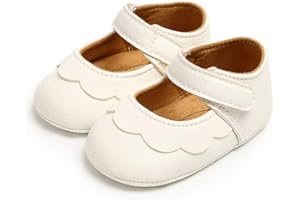 MASOCIO Scarpine Neonata in Morbida Pelle Scarpe Bambino Primi Passi con Suole Morbide Scarpette Antiscivolo per Bimba 0-18 Mesi
