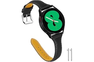 Aliwisdom Correa de Reloj Cuero 18mm 20mm 22mm para Reloj inteligente o Reloj regular, Universal de pulsera de Repuesto de Piel auténtica Smartwatch de liberación rápida para Mujer (20 mm, Negro)