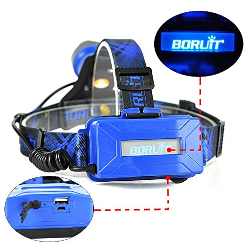 Boruit Led stirnlampe kopflampe Späteste Version LED-Hauptfackel, super helles XM-L2 LED-Scheinwerfer-Licht Zoomable nachladbare Scheinwerfer-Taschenlampen-Kopf-Lampe für kampierendes fischendes Radfahren laufendes wanderndes Jagd-kletterndes Sicherheits-Licht - 2