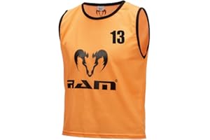 RAM SPORTS Ram Rugby Mesh Polyester Numbered Training Bibs - Set of 15 Bibs - 5 Sizes - 2 Colour options