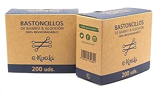Bastoncillos oídos e-koala| 1 Pack de 200 bastoncillos biodegradables | bastoncillos ecológicos | bastoncillos oidos bebe