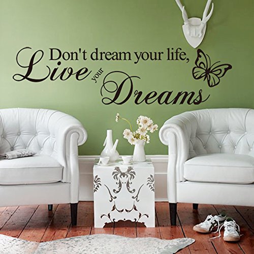 ufengke® "Don't Dream Your Life, Live Your Dreams" Zitate Und Sprüche Wandsticker, Wohnzimmer Schlafzimmer Entfernbare Wandtattoos Wandbilder