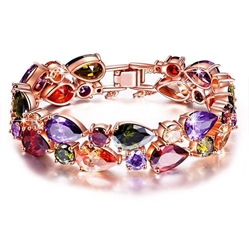 Jewels Galaxy Multi Colors Vine Aaa Swiss Cubic Zirconia 18K Rose Gold Plated Sparkling Bangle For Women RS.799 (92.00% Off) - Amazon