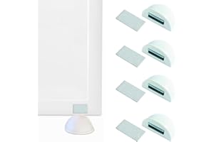 JANDTEK Tope puertas suelo con iman blanco - Topes para puertas suelo con iman 5 unds - Tope puerta magnetico adhesivo - Sujeta puertas suelo - Retenedor puerta iman magnetico