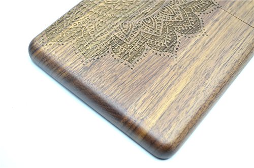 RoseFlower® Amazon Kindle Paperwhite (15cm (6″) Holz Hülle – Walnuss Halb Große Mandala Blume – Natürliche Handgemachte Bambus / Holz Schutzhülle mit Kostenlose Displayschutzfolie für Alle Kindle Paperwhite Generation - 6