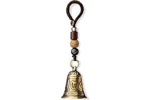 ‎TISSTING Chinese Feng Shui Bell Six Signs Pure Brass Bells Window Door Home Pendant Car Key Ring Beautiful Symbolism Happiness Wealth and Safe for Home Office Decoration