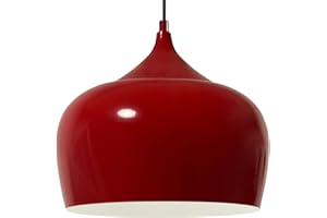 bamyum Kreis 30 cm de Diámetro Rojo de Metal Bombilla E27 Lámpara de Techo Retro Colgante