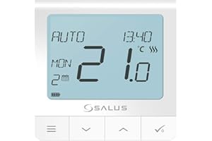 SALUS CONTROLS Salus Quantum SQ610RF, Wireless Room Thermostat Control for Underfloor Heating, Smart Home - White, 86 mm x 86 mm x 11 mm