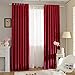 Price comparison product image Thermal Insulated Blackout Curtains, C'est Super Soft Solid Blackout Curtains with Two Matching Ties Blackout Curtains Luxury Thermal Supersoft Ready Made Curtains Drapes -1 Pair (52“x95", Red)