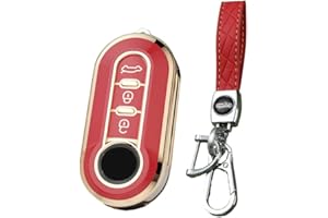 HIBEYO Etui na kluczyki samochodowe pasuje do FIAT, silikonowe etui ochronne do FIAT Lancia 500C 500 Doblo Brava Grande Punto Scudo, z pękiem na klucze, pudełko na klucze, 3 przyciski, czerwone